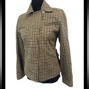 Lauren Ralph Lauren Vintage 100% Wool Houndstooth Jacket Blazer Womens Size 4